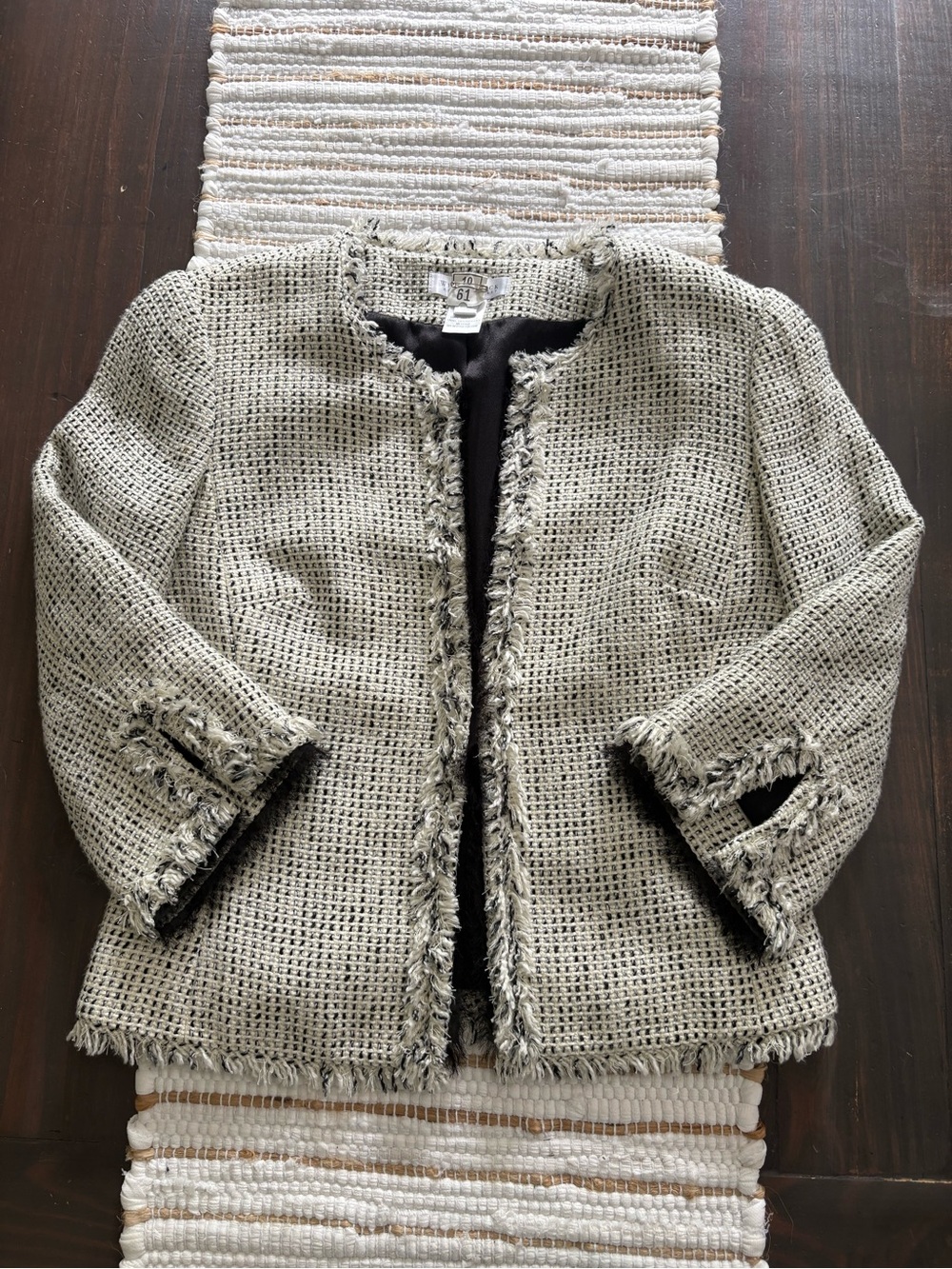 White House Black Market tweed fringe blazer